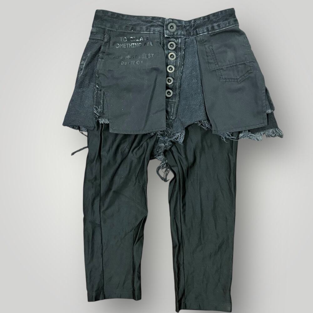 Ben Taverniti Unravel Project Hybrid Denim Skirt Overlay Leggings Size 25 Black
